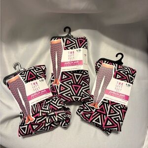 Women’s Pink & Black Geometric Leggings (3 items/one price for all), Size M, NEW
